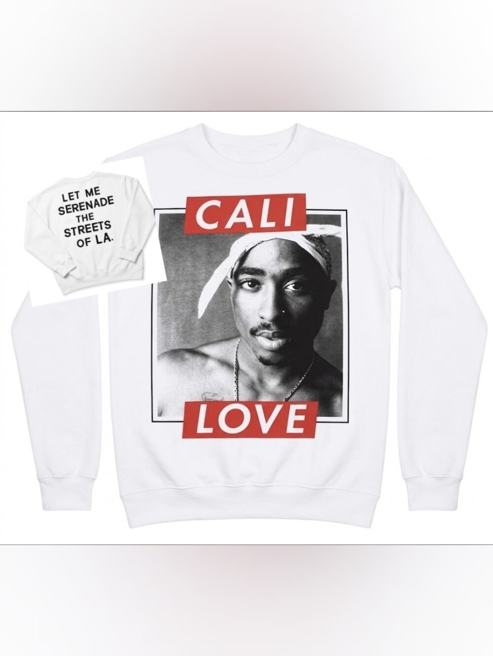 Tupac "California Love" Graphic Crewneck Cotton Sweatshirt Women's M